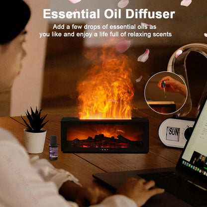 Air Aroma Humidifier Essential Oils Humidifier Flame Fragrance Diffuser Home Aromatherapy Diffuser with LED Light Remote Control